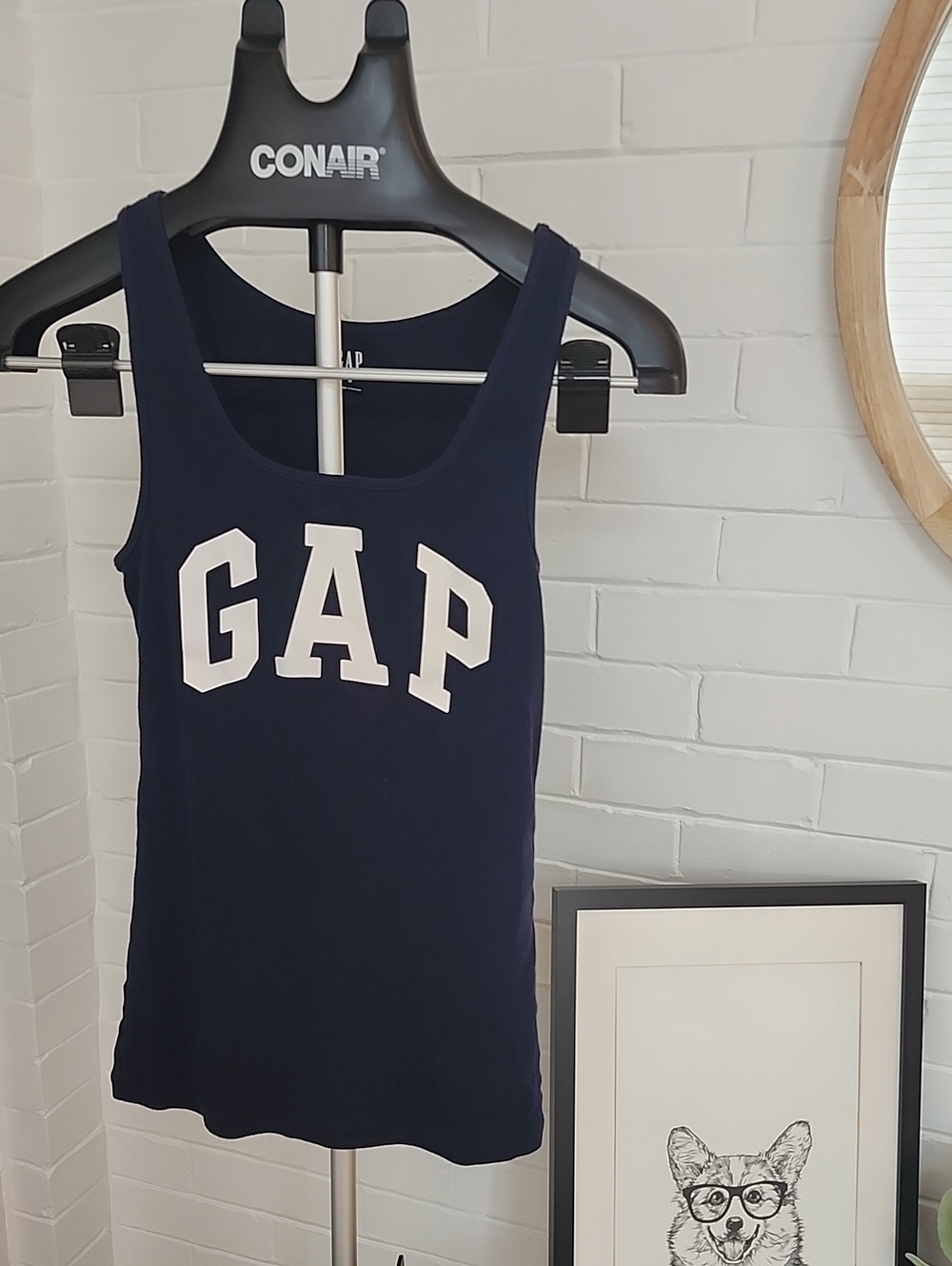 GAP Navy Tank Top with White Logo, Medium